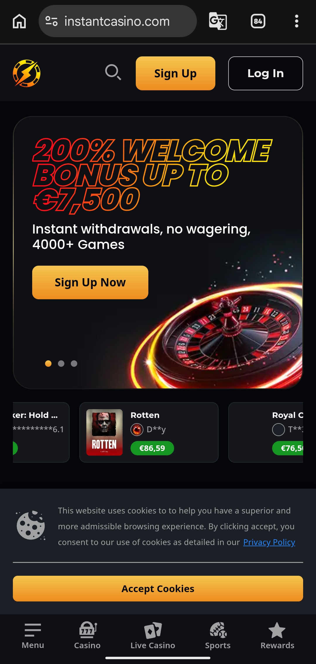 Instant Casino Mobile App