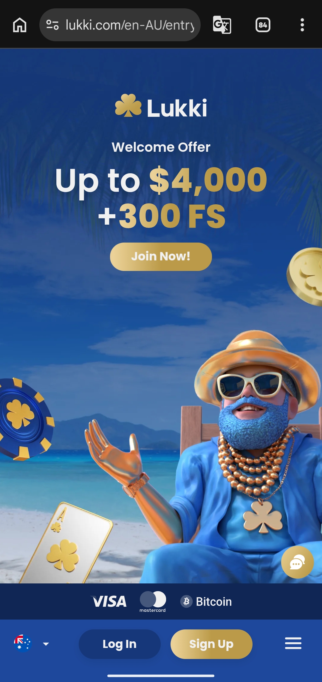 Screenshot of the Lukki Casino mobile interface showing game lobby and navigation